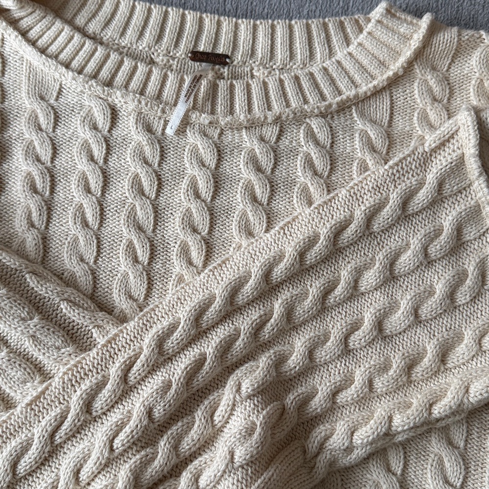 Free People Ivory Cable Knit Sweater - Picture 2 of 6